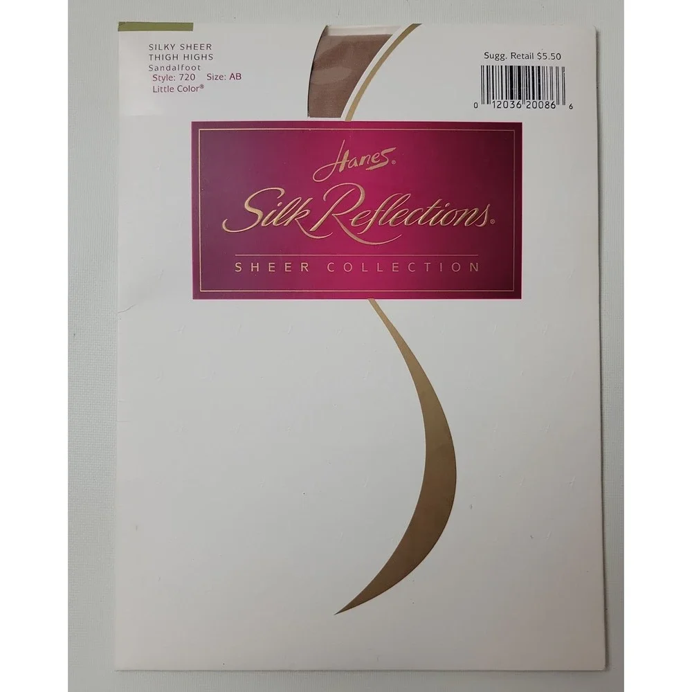 Hanes Silk Reflections Silky Sheer Thigh Highs Little Color Style 720 Size AB